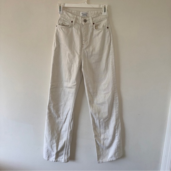 Reformation Wilder High Rise Wide Leg Jeans White/Cream 23 - Picture 3 of 8